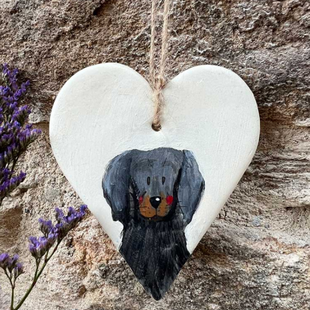 Dachshund Ceramic Heart Decoration